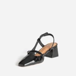 Escarpin slingback noir cuir verni