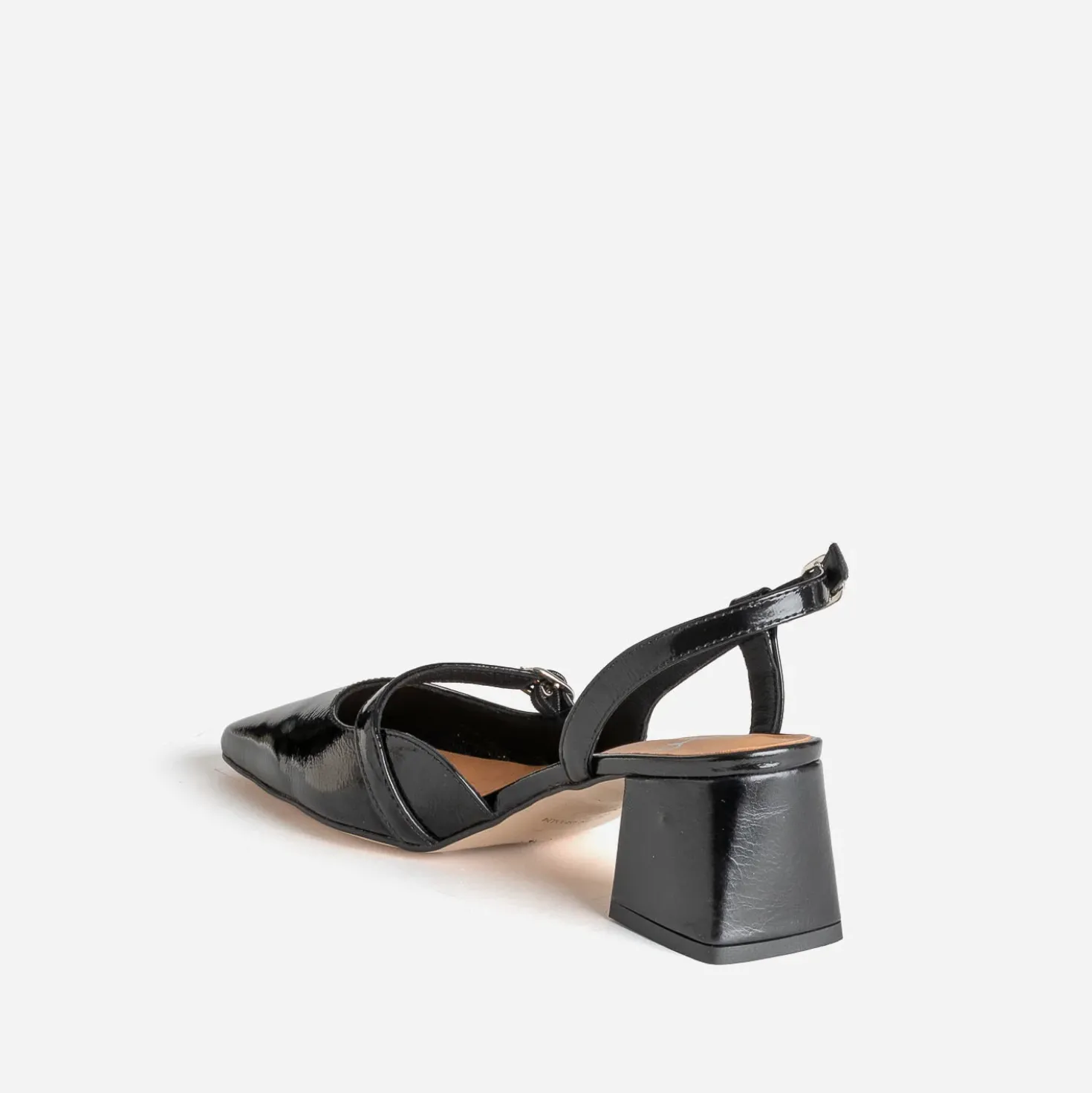 Escarpin slingback noir cuir verni