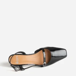 Escarpin slingback noir cuir verni