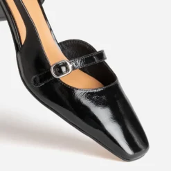 Escarpin slingback noir cuir verni