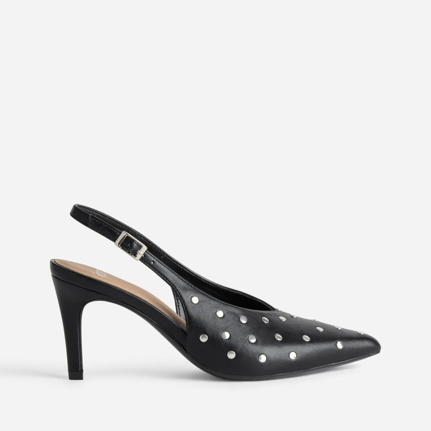 Escarpin slingback noir décor clous
