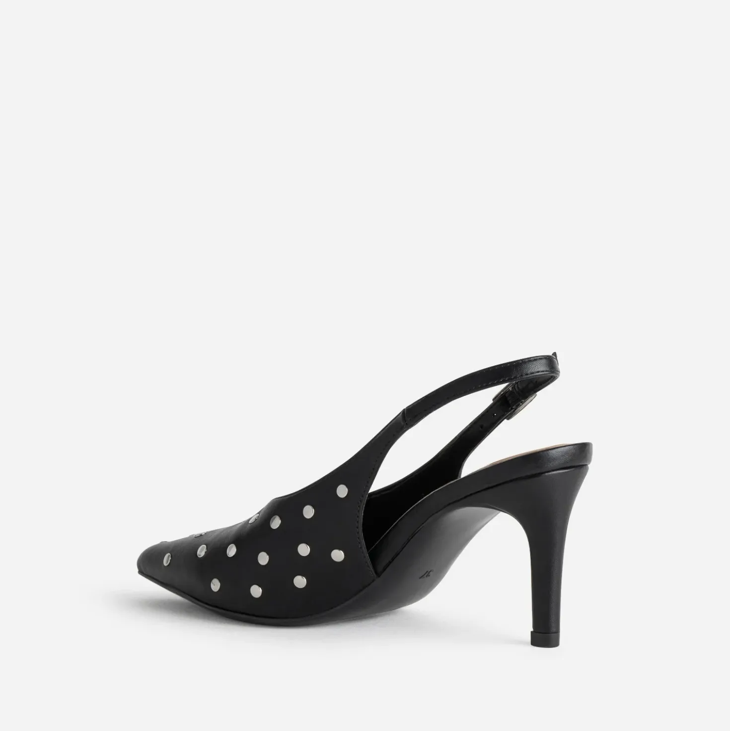 Escarpin slingback noir décor clous