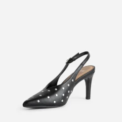 Escarpin slingback noir décor clous