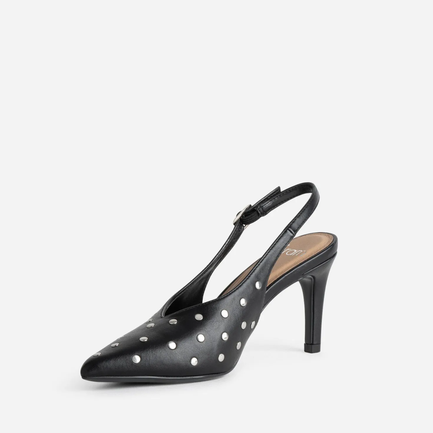Escarpin slingback noir décor clous