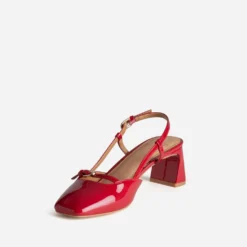 Escarpin slingback rouge verni