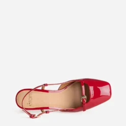 Escarpin slingback rouge verni