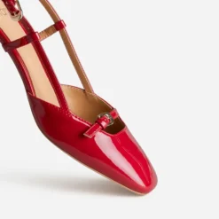 Escarpin slingback rouge verni