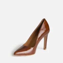 Escarpin stiletto cognac cuir