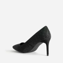 Escarpin stiletto noir décor strass noir