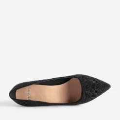 Escarpin stiletto noir décor strass noir