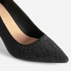 Escarpin stiletto noir décor strass noir