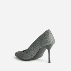 Escarpin TEXTO gris pailleté avec découpe biais