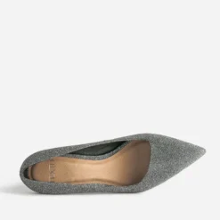 Escarpin TEXTO gris pailleté avec découpe biais
