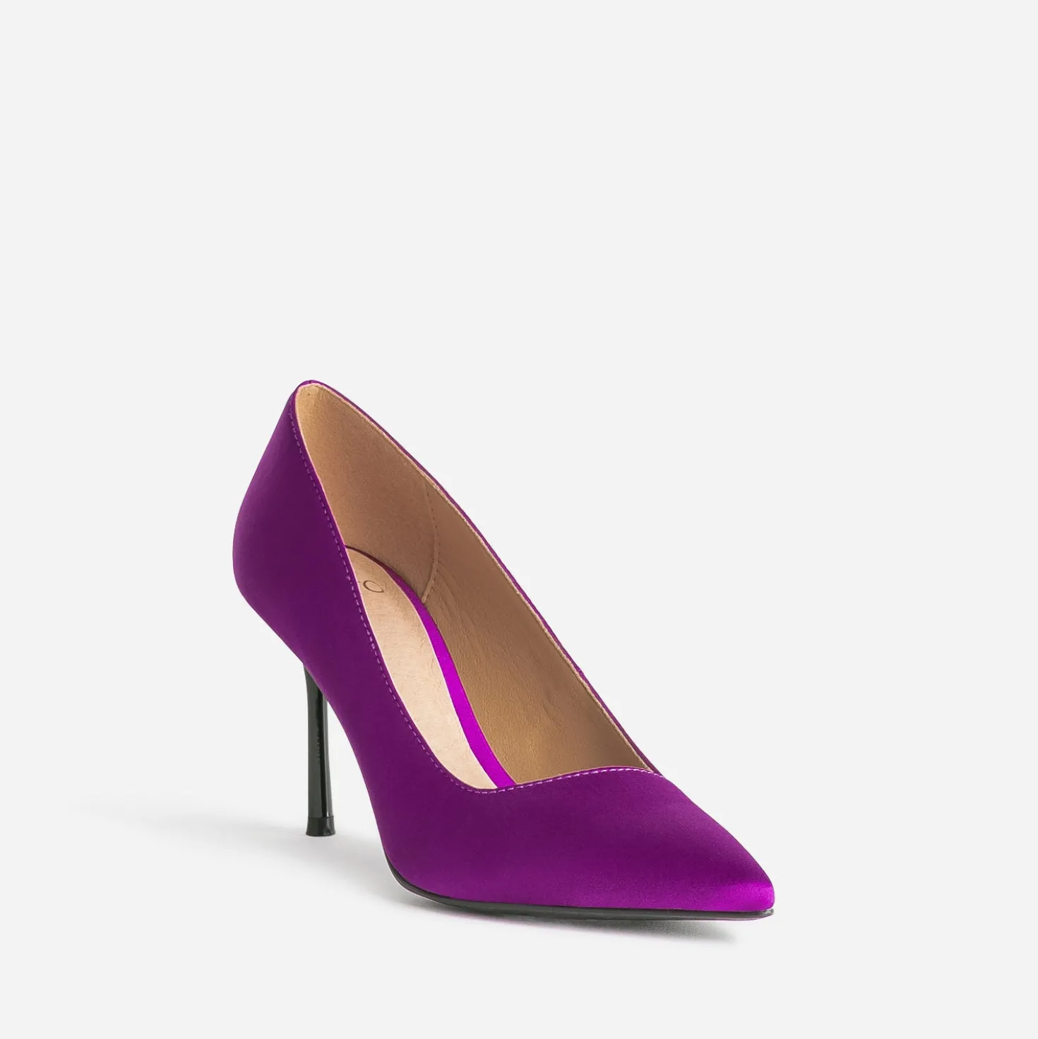 Escarpin TEXTO violet satiné avec découpe biais