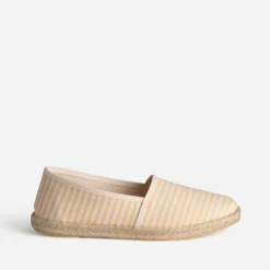 Espadrille beige toile rayée jaune