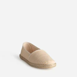 Espadrille beige toile rayée jaune