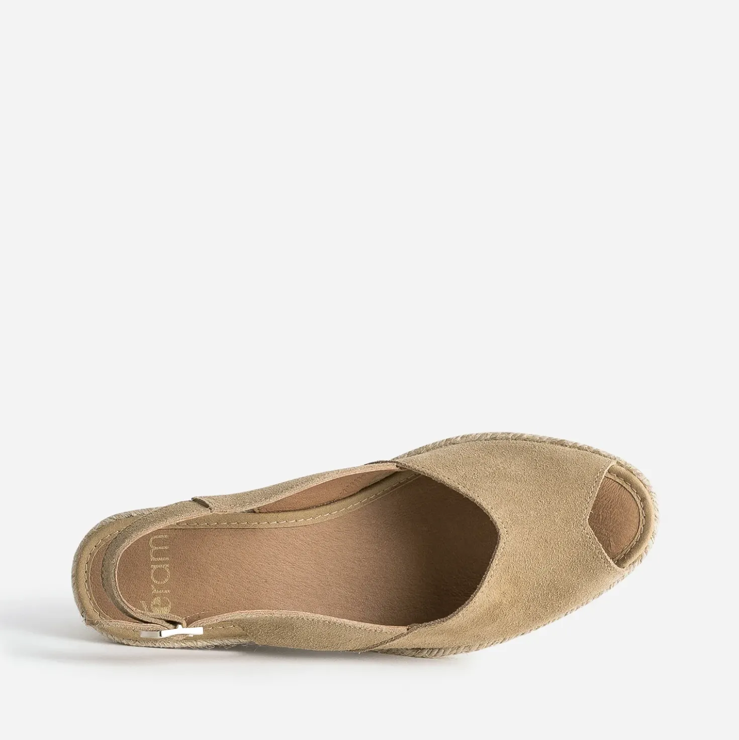 Espadrille compensée beige cuir velours éco-conçu
