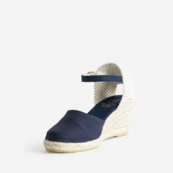 Espadrille compensée bleu marine en toile