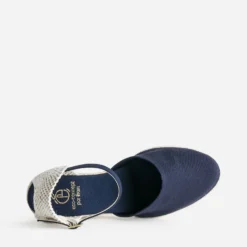 Espadrille compensée bleu marine en toile