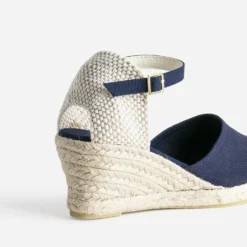 Espadrille compensée bleu marine en toile