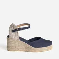 Espadrille compensée marine toile