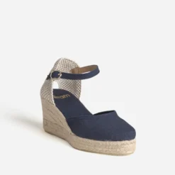 Espadrille compensée marine toile