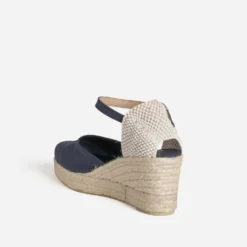 Espadrille compensée marine toile
