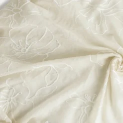 Foulard beige broderies maxi fleurs