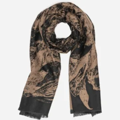 Foulard marron et noir jacquard fantaisie