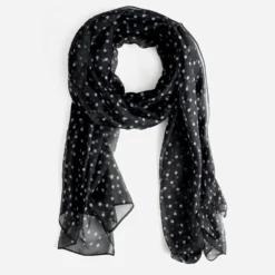 Foulard noir motif pois blancs