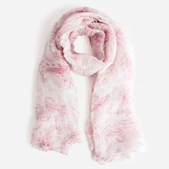 Foulard rose plissé imprimé cachemire