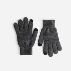 Gants gris tricot fantaisie