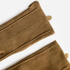 Gants marron clair cuir velours