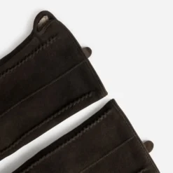 Gants marron foncé cuir velours