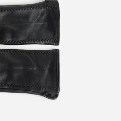 Gants noirs en cuir avec détails embossés