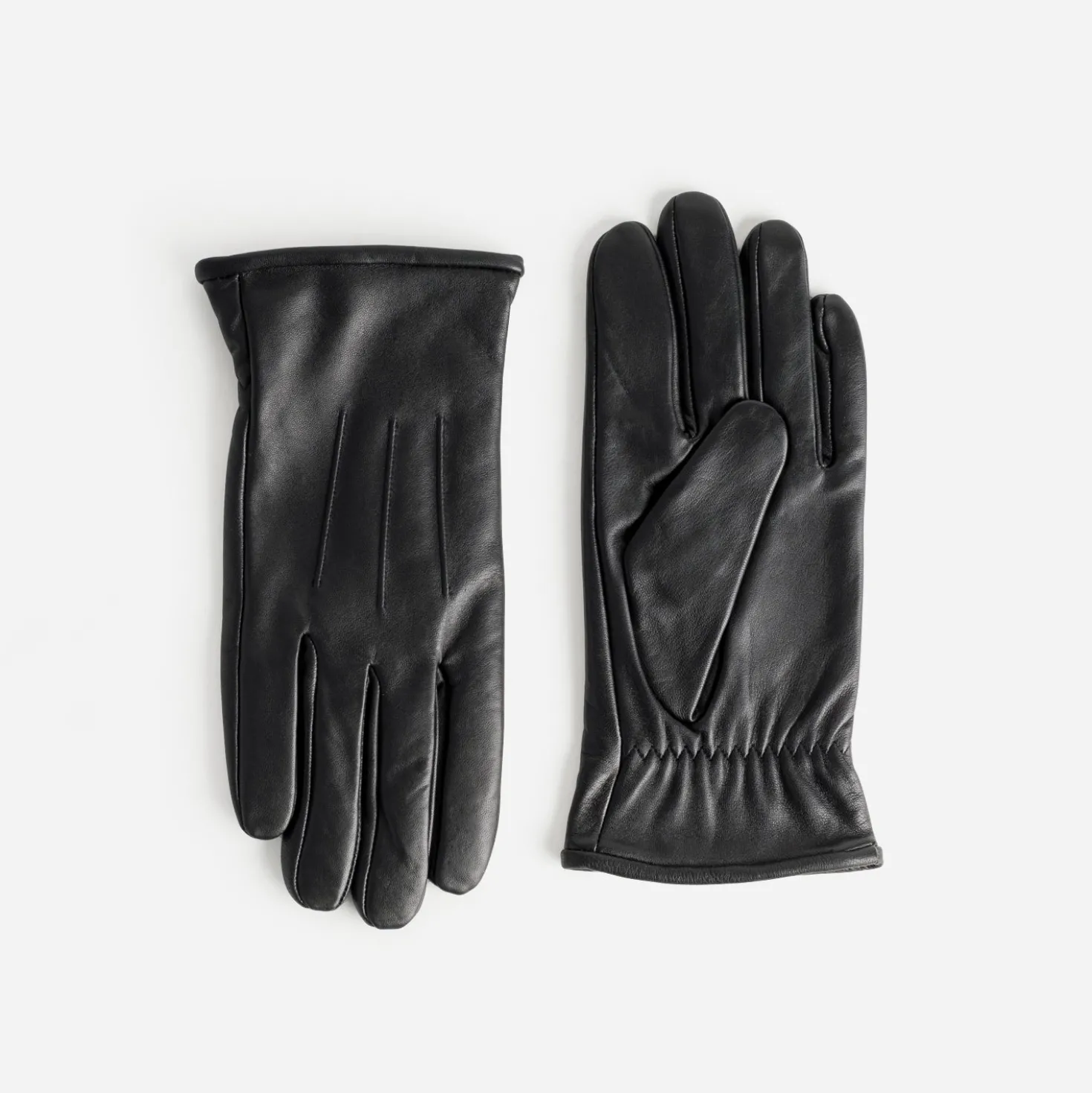 Gants noirs en cuir Homme