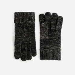 Gants noirs en tricot lurex