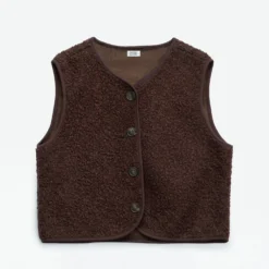 Gilet ERAM WEAR marron façon bouclette