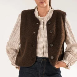 Gilet ERAM WEAR marron façon bouclette