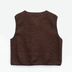 Gilet ERAM WEAR marron façon bouclette