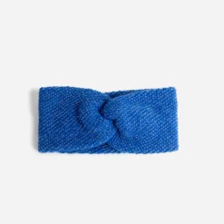 Headband bleu roi pailleté en tricot avec nœud fixe