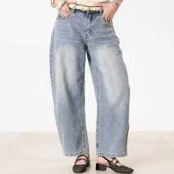 Jean barrel TEXTO bleu