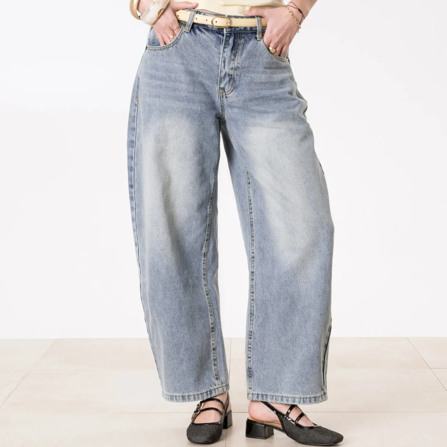 Jean barrel TEXTO bleu