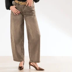 Jean ERAM WEAR taupe forme barrel