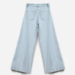 Jean TEXTO large bleu fines rayures cropped
