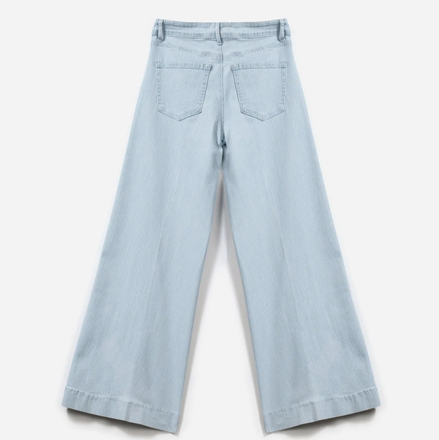 Jean TEXTO large bleu fines rayures cropped
