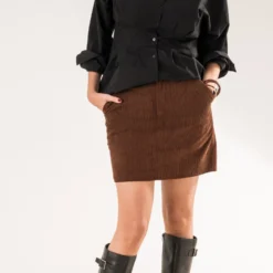 Jupe ERAM WEAR marron velours côtelé