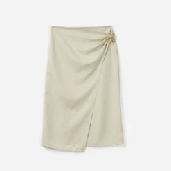 Jupe portefeuille TEXTO beige décor étoile