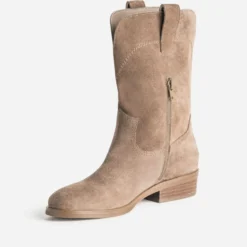 Mi-botte taupe cuir velours