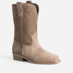 Mi-botte taupe cuir velours